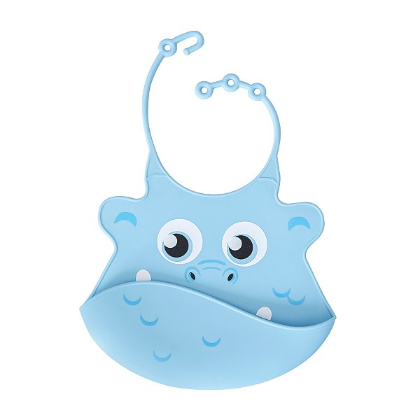Babador De Silicone Papi Monstrinhos Baby Com Bolso - Azul